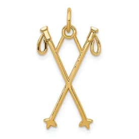 14k Yellow Gold Polished Ski Poles Pendant
