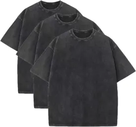 3 Pcs Men's Oversized Heavy Cotton Summer T-Shirts Vintage Tee Loose Fit Short Sleeve Casual Tshirts for Men Women