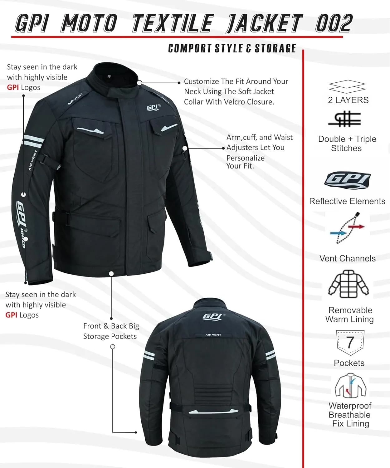 Adventure/Touring Motorcycle Jacket for Men Oxford Fabric Detachable Liner for enduro Biker CE Armor & Waterproof