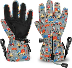 Andake Waterproof &Breathable Kids Snow Gloves 2-10Y Toddler Winter Warm Ski Gloves Kids Mittens for Boys Girls