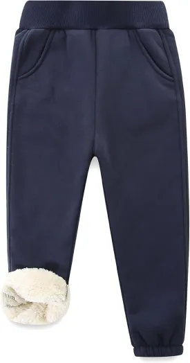 Bumeex Boys Girls' Pull On Sherpa Fleece Lined Winter Warm Sweatpant Jogger Pant 2-14 Years