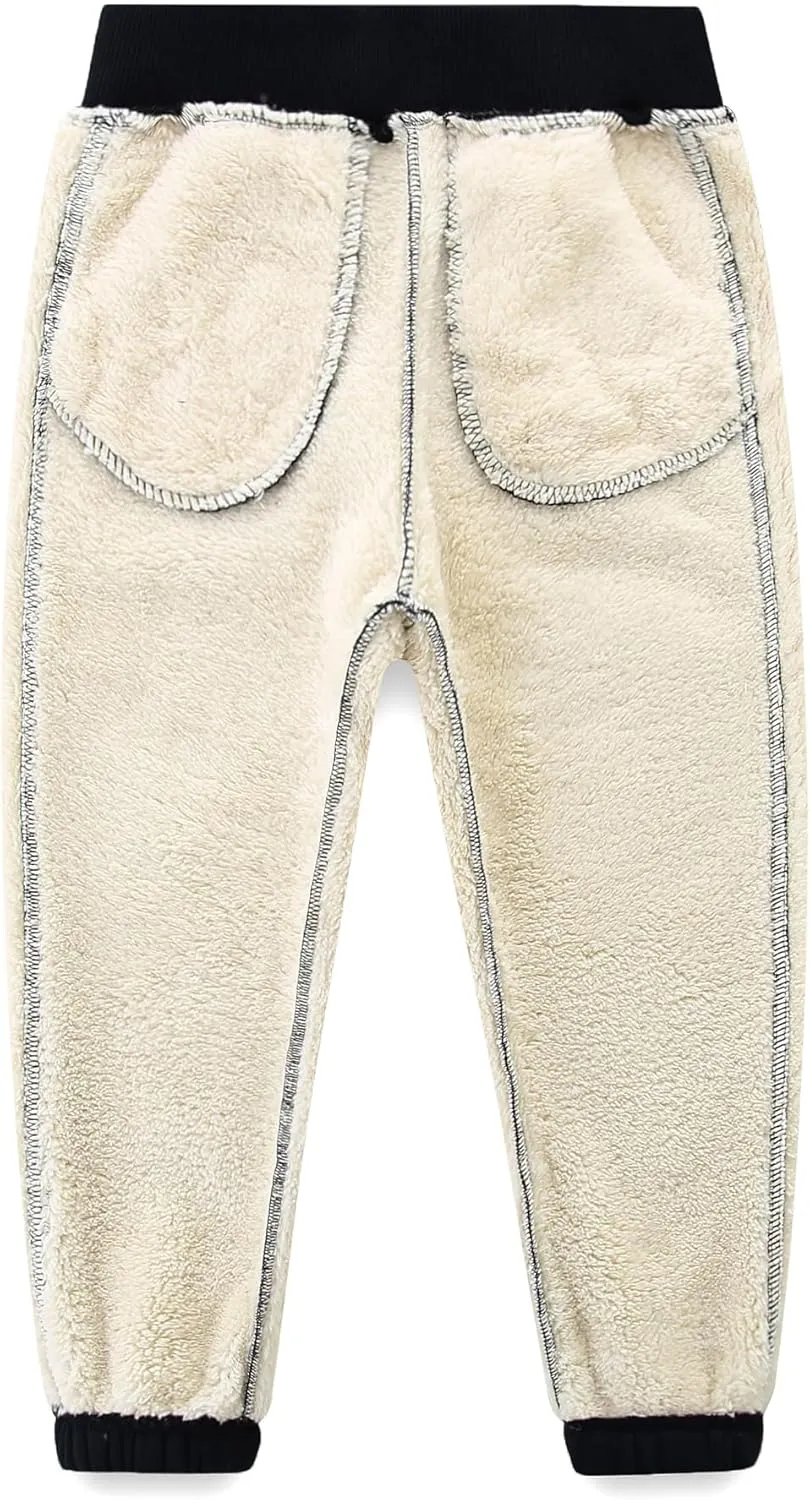 Bumeex Boys Girls' Pull On Sherpa Fleece Lined Winter Warm Sweatpant Jogger Pant 2-14 Years
