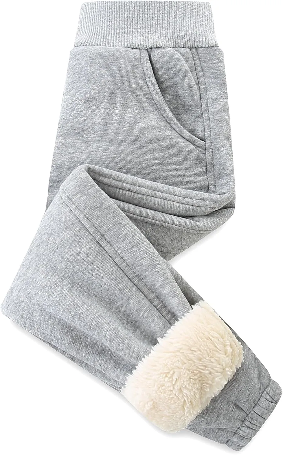Bumeex Boys Girls' Pull On Sherpa Fleece Lined Winter Warm Sweatpant Jogger Pant 2-14 Years