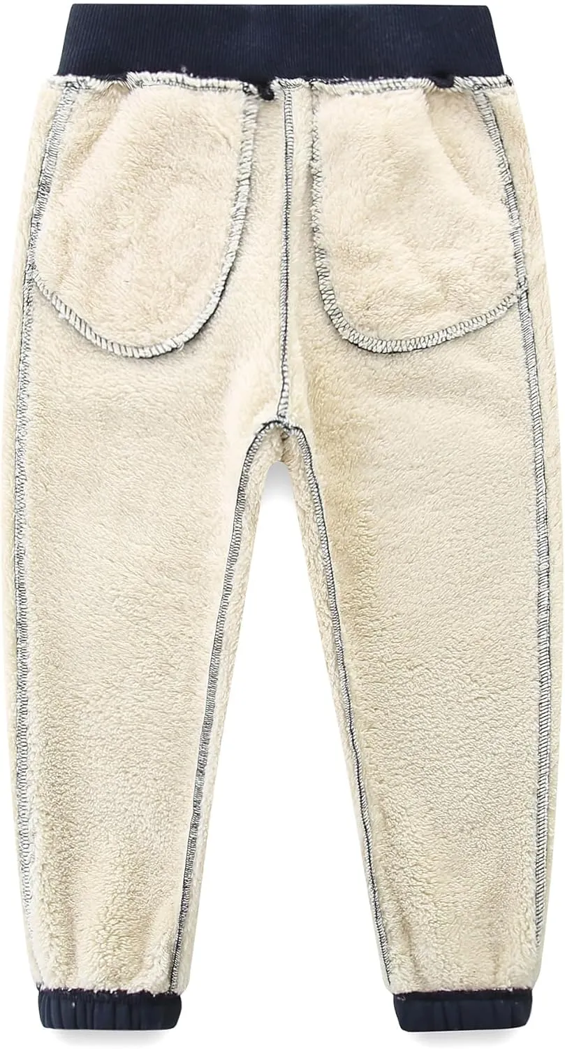 Bumeex Boys Girls' Pull On Sherpa Fleece Lined Winter Warm Sweatpant Jogger Pant 2-14 Years