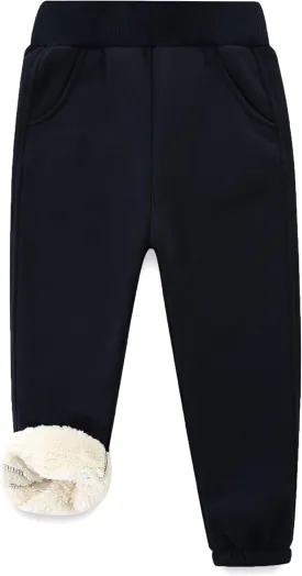 Bumeex Boys Girls' Pull On Sherpa Fleece Lined Winter Warm Sweatpant Jogger Pant 2-14 Years