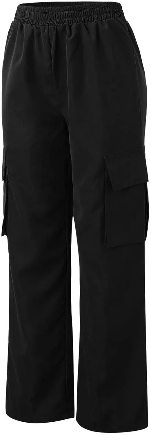 Cargo Pants Women Elastic High Waisted Wide Leg Waterproof Hiking Pants Plus Size Y2K Baggy Work Pants with Pockets