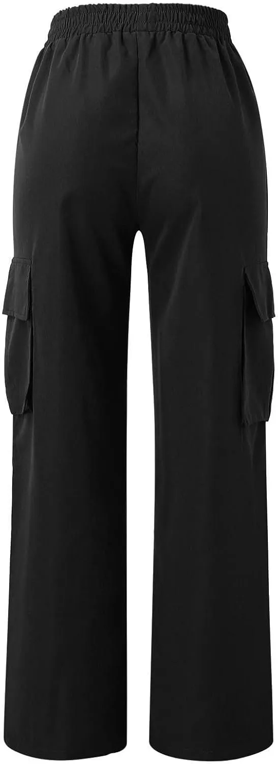 Cargo Pants Women Elastic High Waisted Wide Leg Waterproof Hiking Pants Plus Size Y2K Baggy Work Pants with Pockets