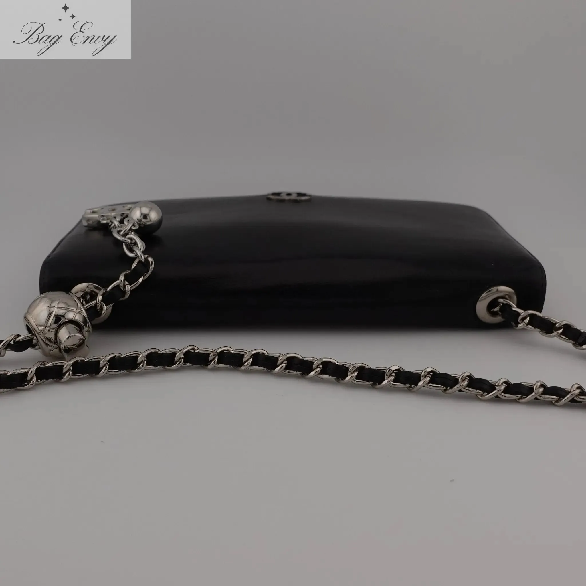 CHANEL Caviar Bifold Wallet on Adjustable Chain