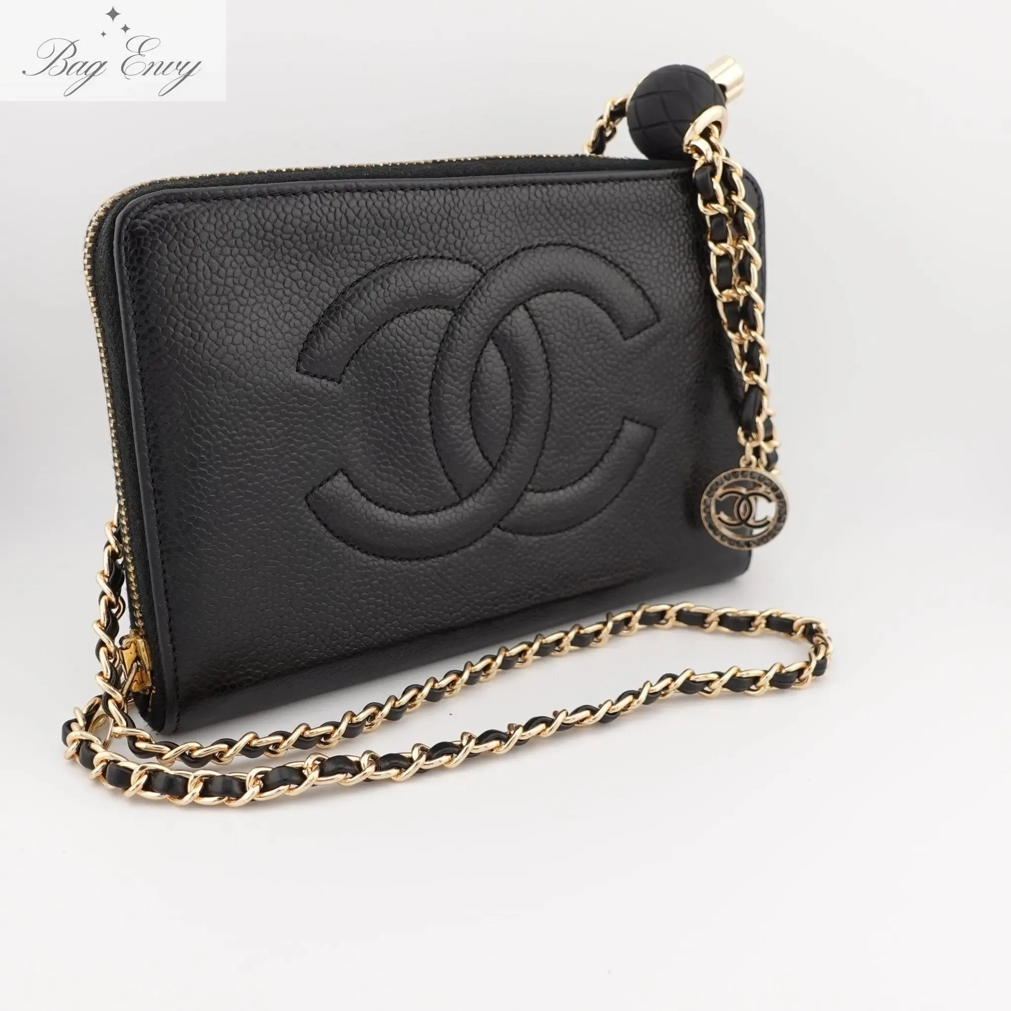 CHANEL Caviar Timeless Zip Organizer on Adjustable Chain