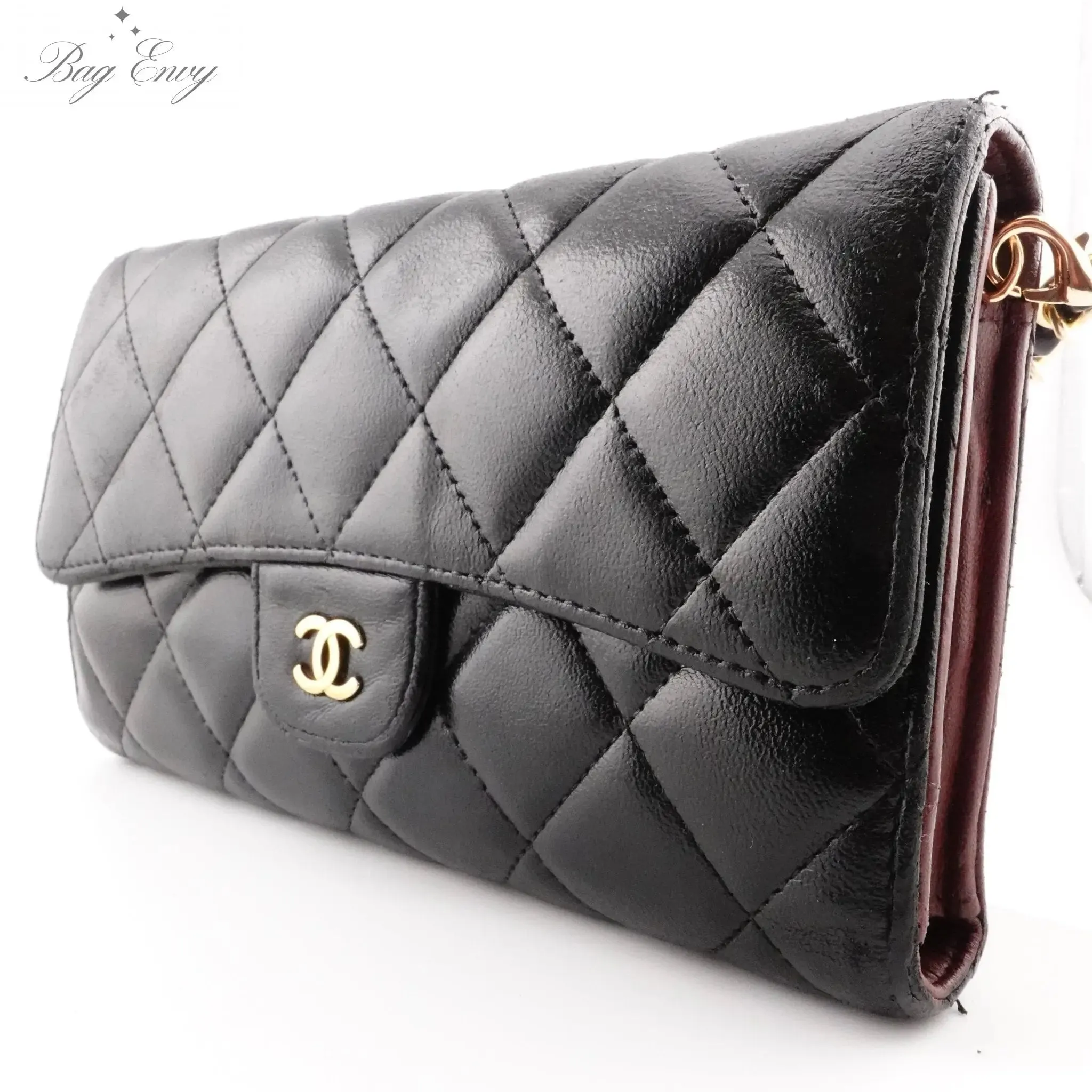 CHANEL Lambskin Classic Flap Wallet with Adjustable Chain