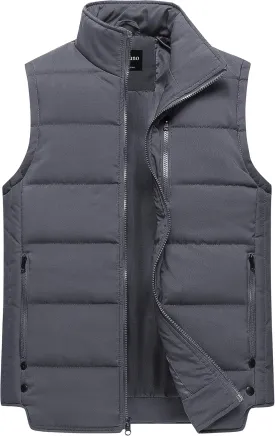 Chrisuno Men's Puffer Vest Casual Stand Collar Quilted Waistcoat Outdoor Padded Ski Vest