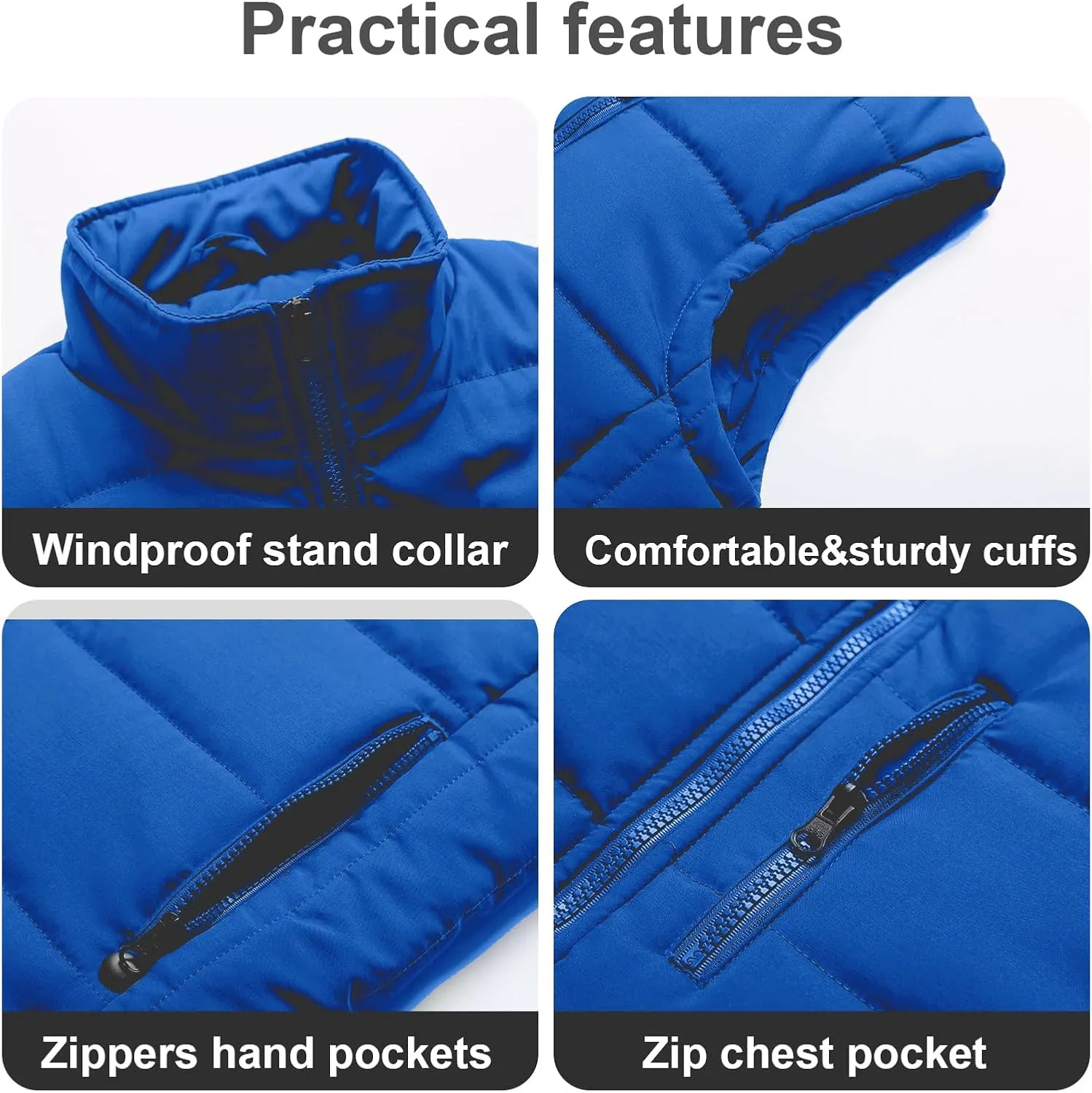 Chrisuno Men's Puffer Vest Casual Stand Collar Quilted Waistcoat Outdoor Padded Ski Vest