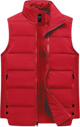 Chrisuno Men's Puffer Vest Casual Stand Collar Quilted Waistcoat Outdoor Padded Ski Vest