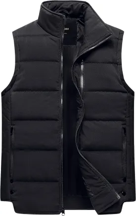 Chrisuno Men's Puffer Vest Casual Stand Collar Quilted Waistcoat Outdoor Padded Ski Vest