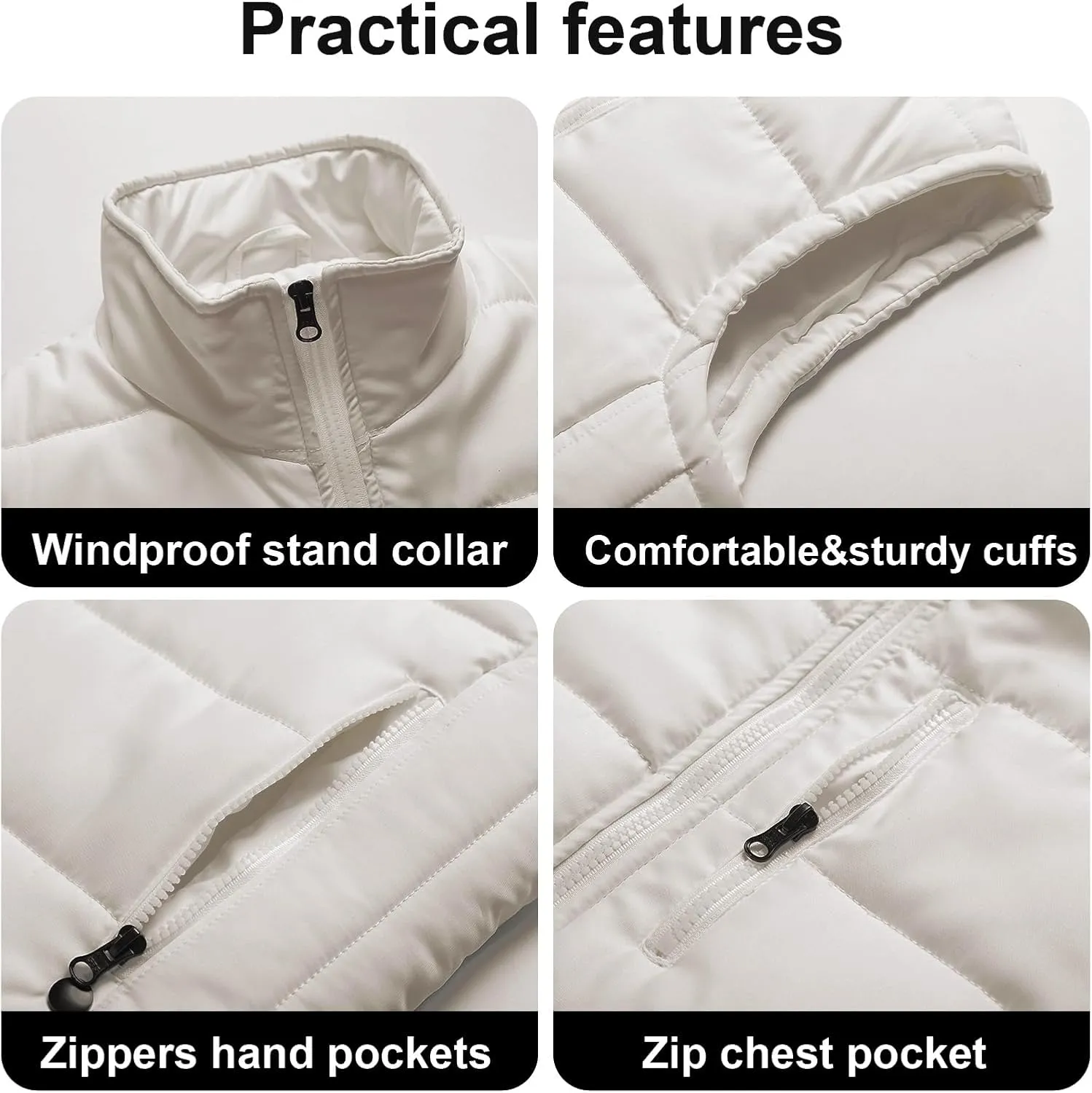 Chrisuno Women's Puffer Vest Casual Stand Collar Quilted Waistcoat Outdoor Padded Ski Vest