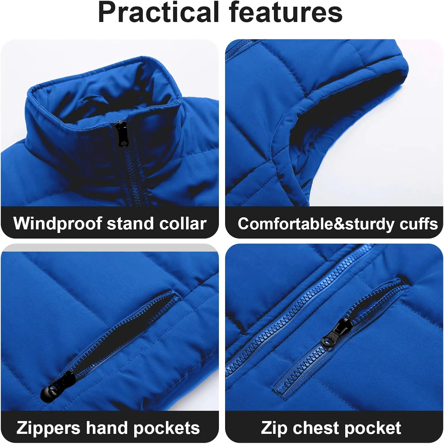 Chrisuno Women's Puffer Vest Casual Stand Collar Quilted Waistcoat Outdoor Padded Ski Vest