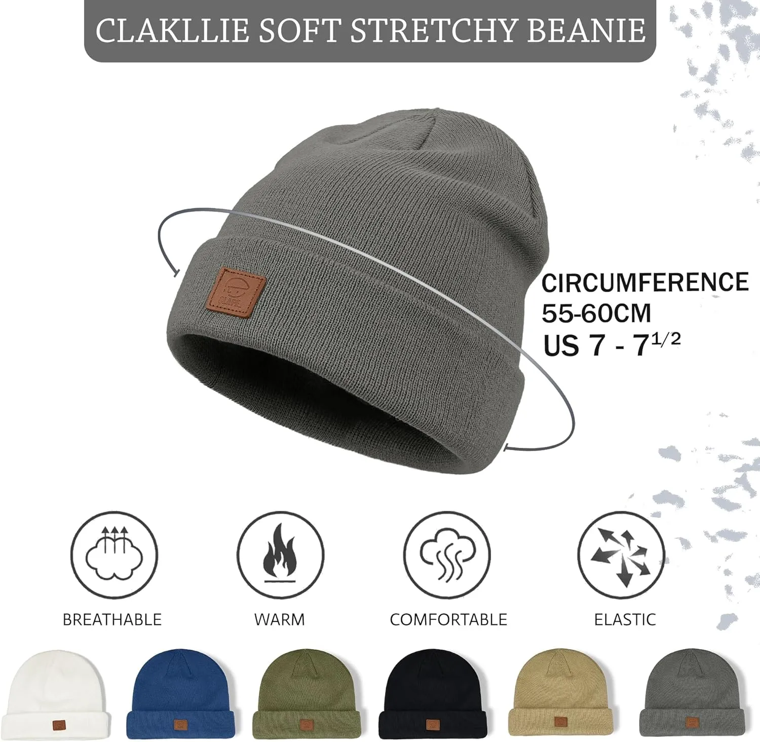 Clakllie Daily Beanie Men Women Winter Hats Cuffed Knit Skull Cap Acrylic Watch Hat Warm Ski Toboggan Hats for Cold Weather