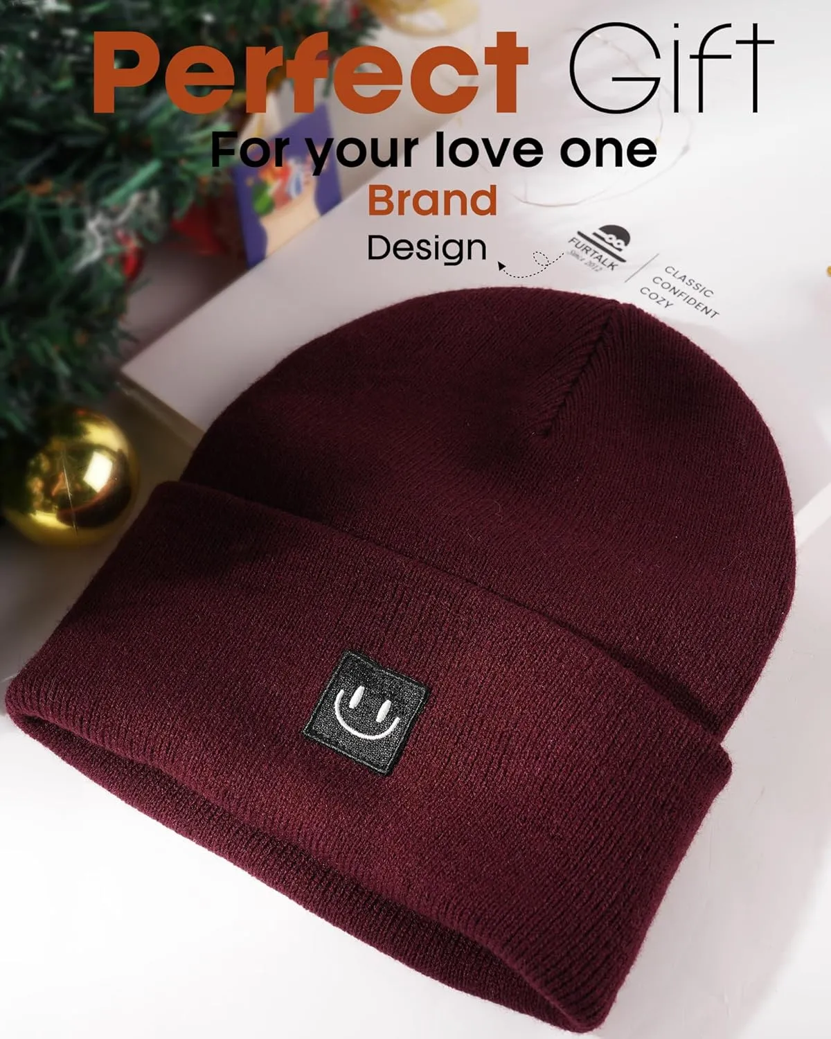 FURTALK Unisex Beanie for Women Men Knit Cuffed Winter Hats Soft Warm Cute Ski Skull Caps