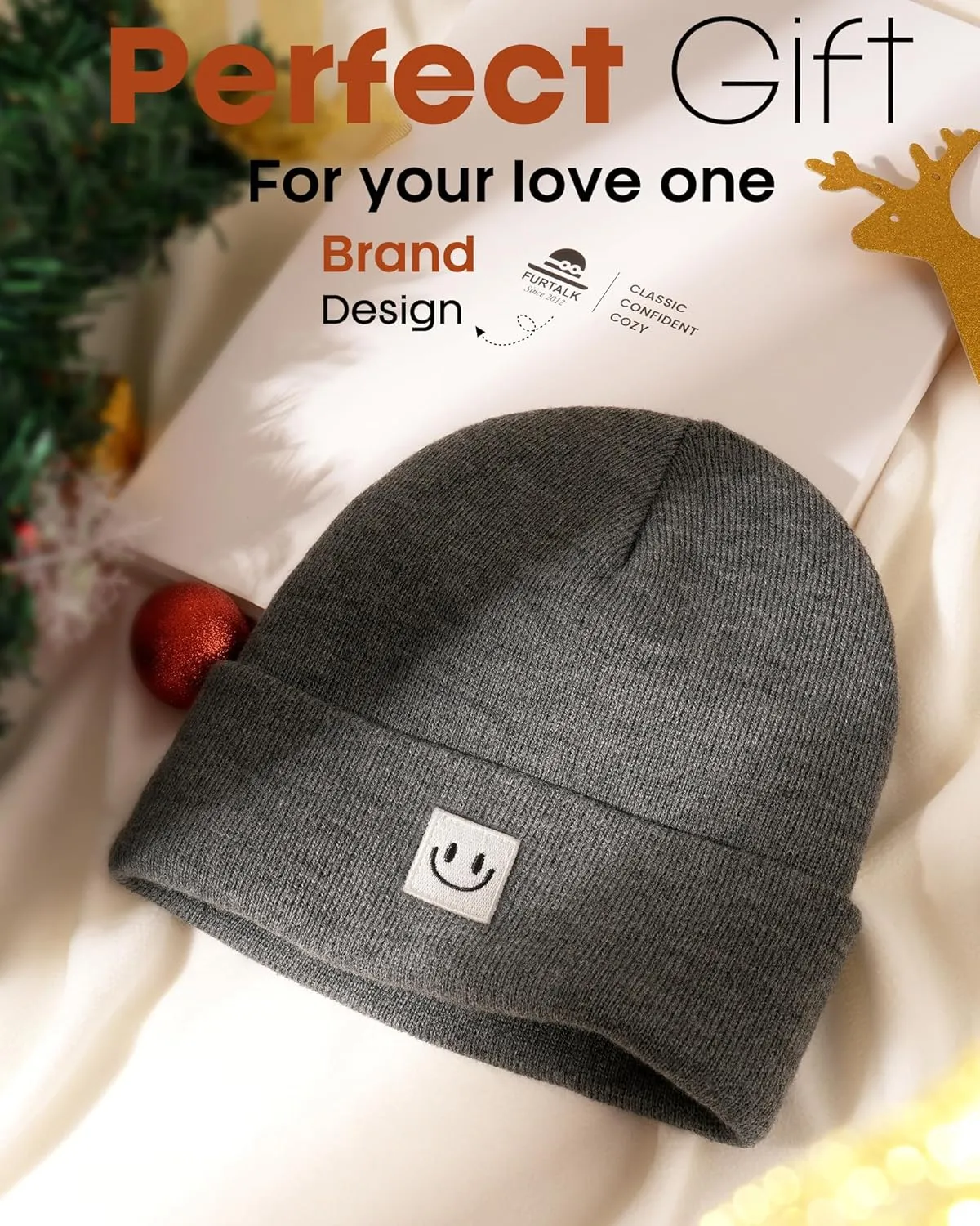 FURTALK Unisex Beanie for Women Men Knit Cuffed Winter Hats Soft Warm Cute Ski Skull Caps