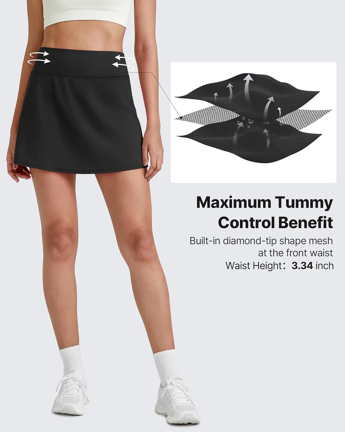 G4Free Barefeel 15" Tennis Skirts for Women High Waisted A Line Casual Athletic Golf Skorts Inner Shorts with 2 Pockets
