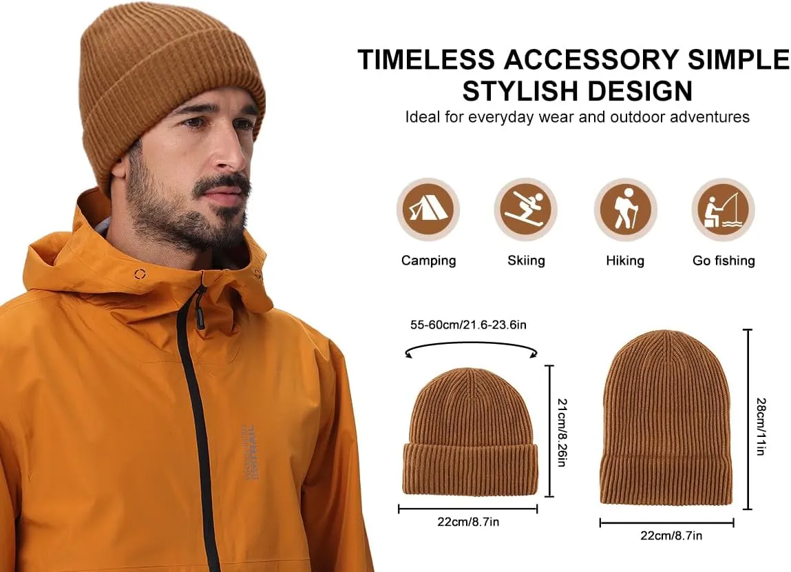 Home Prefer Mens Winter Hat Rib Knit Beanie Hat for Men Women Warm Cuff Beanie for Running Cycling Snow Ski Beanie