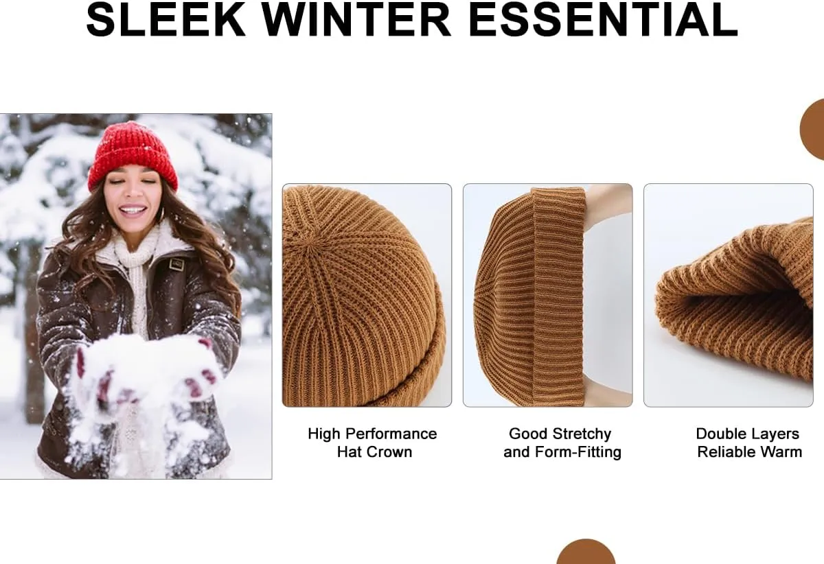 Home Prefer Mens Winter Hat Rib Knit Beanie Hat for Men Women Warm Cuff Beanie for Running Cycling Snow Ski Beanie