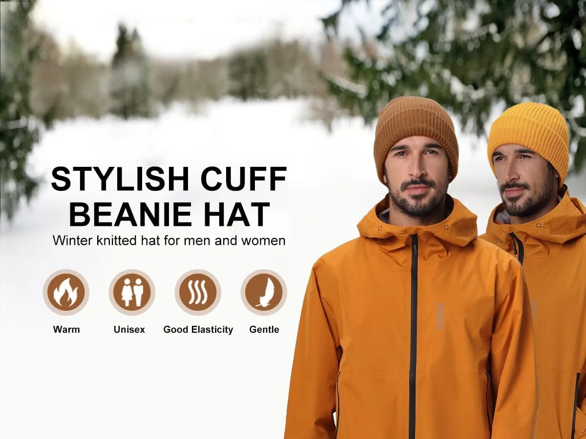 Home Prefer Mens Winter Hat Rib Knit Beanie Hat for Men Women Warm Cuff Beanie for Running Cycling Snow Ski Beanie