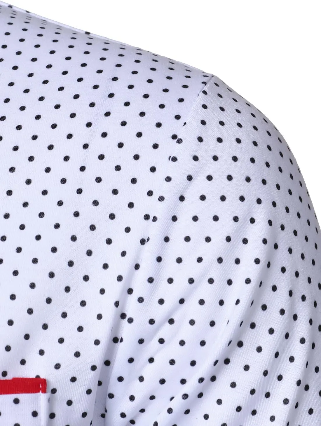 HOOD CREW Mens Fashion Polka Dot Collared Shirts with Pocket Long Sleeve Slim Fit Dress Polo Shirt for Men