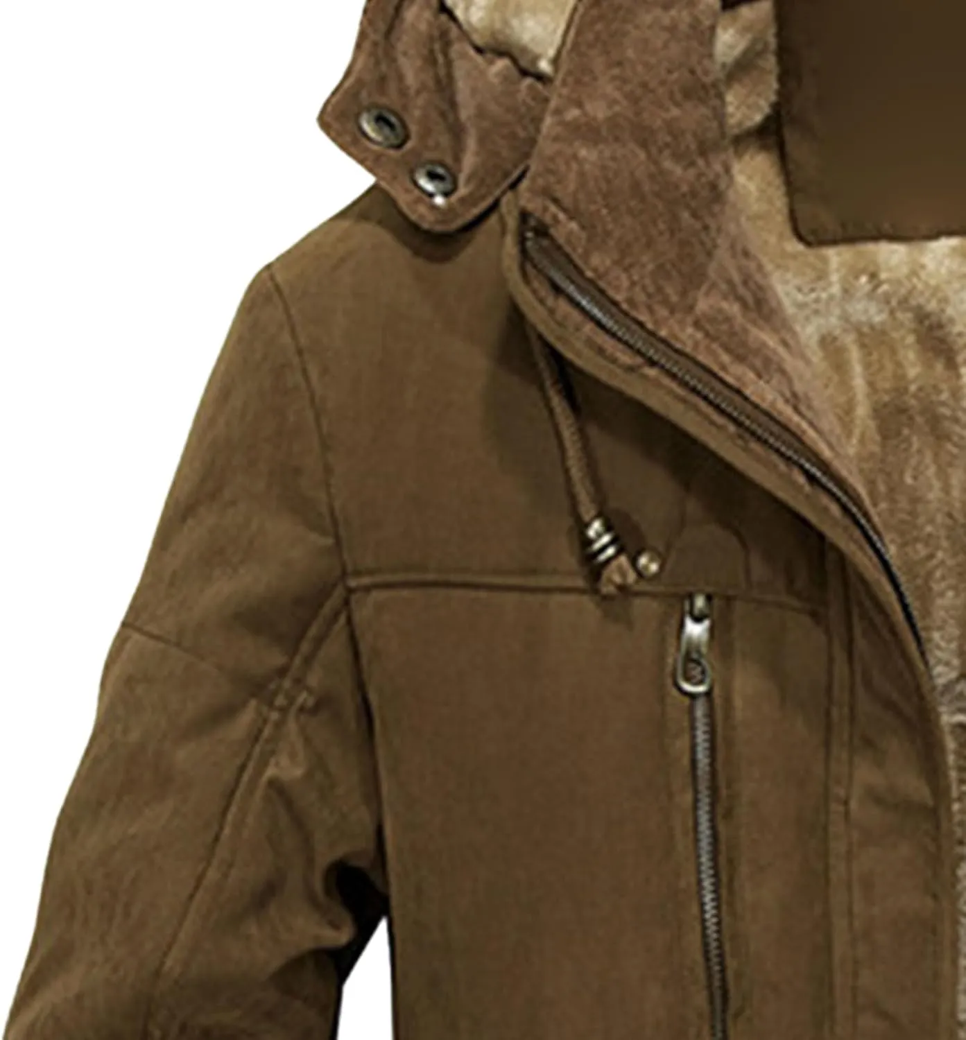 JEsilunmaMY Men's Fleece-Lined Hooded Parka Jacket Multi-Pockets Thicken Warm Winter Coat Mountain Snow Ski Padded Jacket