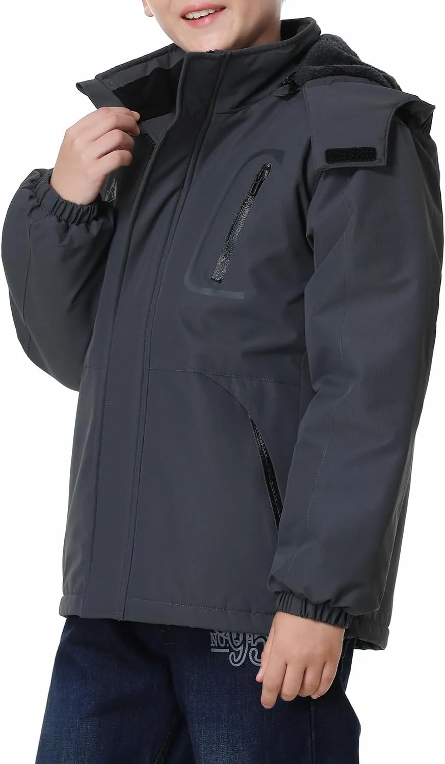 Kid's Ski Jacket Waterproof Winter Coat Boy's and Girl's Fleece Snowboarding Jackets with Detachable Hood