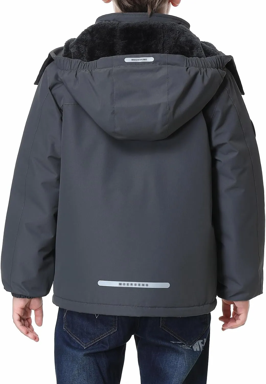 Kid's Ski Jacket Waterproof Winter Coat Boy's and Girl's Fleece Snowboarding Jackets with Detachable Hood