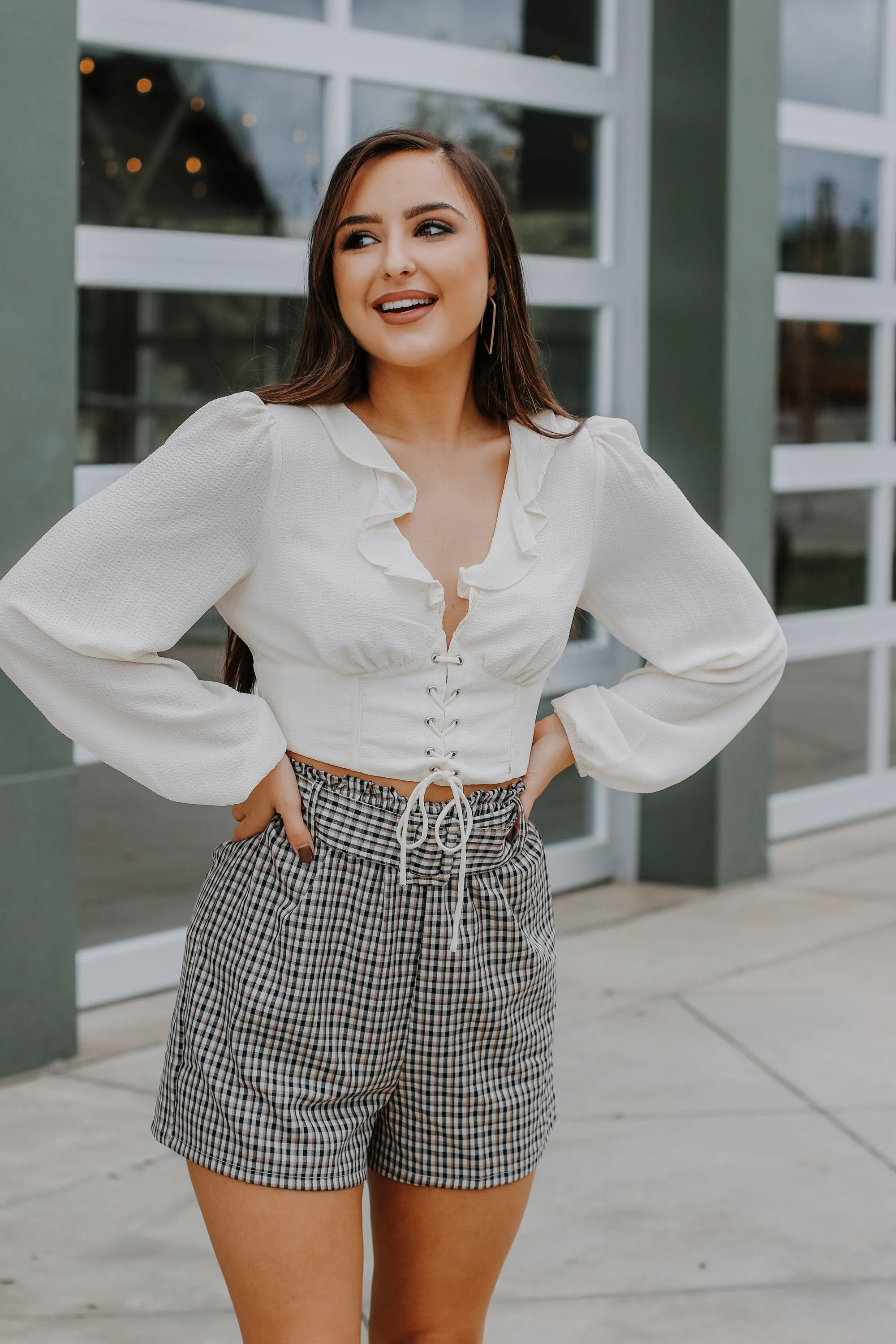 Let's Catch Up Ivory Corset Top