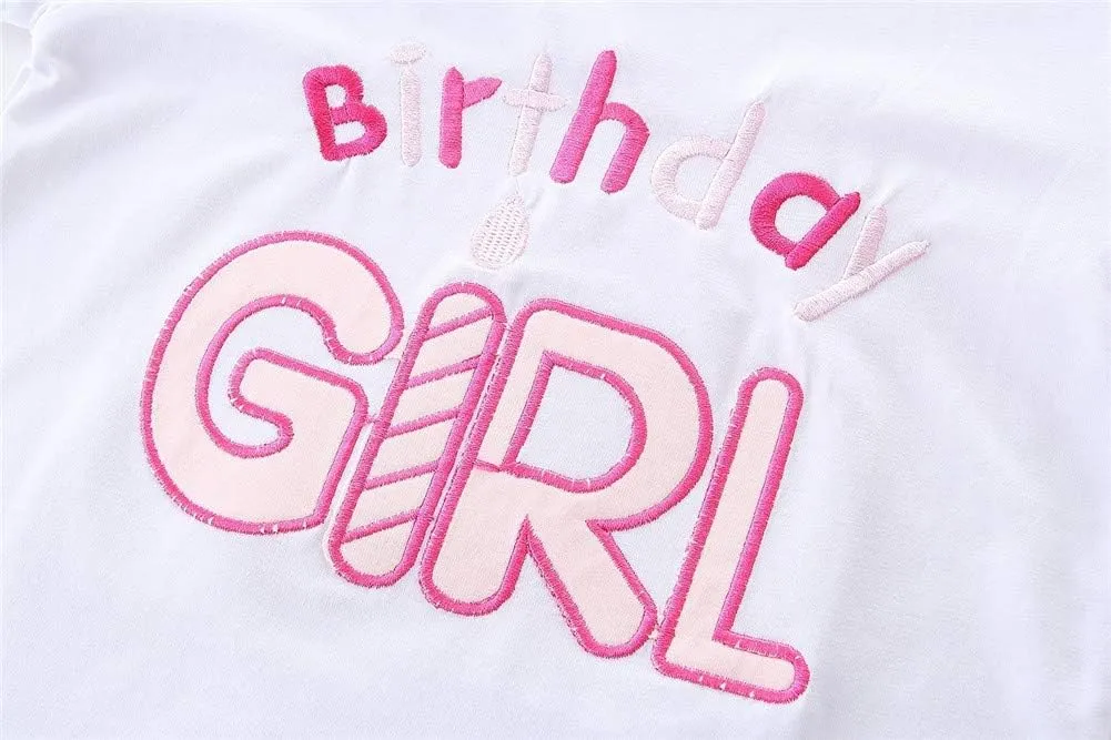 LittleSpring Little Girls Birthday Outfit Toddler Cake Smash Outfit Tutu Skirt T-Shirt Set