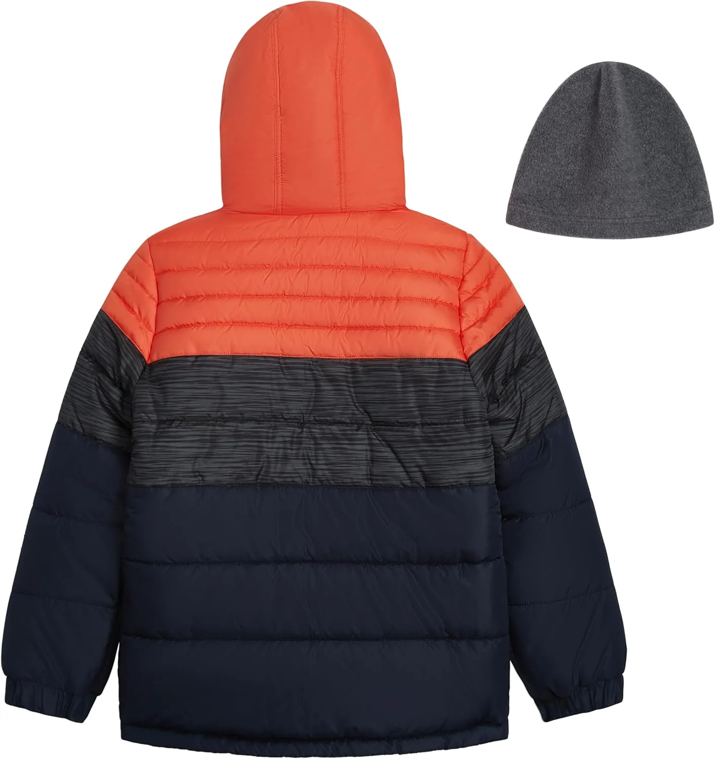 LONDON FOG Boys' Heavyweight Hooded Puffer Jacket with Sherpa-Lined Hood & Fleece Beanie