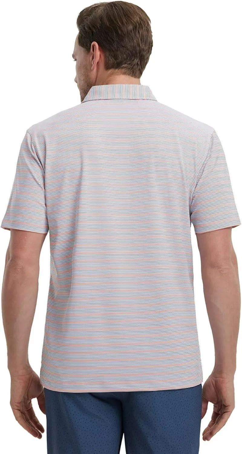 M MAELREG Mens Golf Shirts Dry Fit Moisture Wicking Performance Sports Short Sleeve Striped Collared Polo Shirts for Men