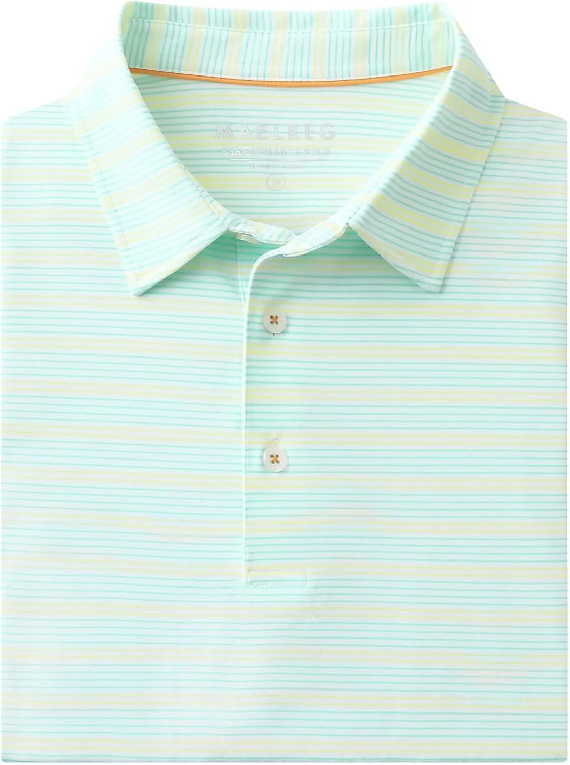 M MAELREG Mens Golf Shirts Dry Fit Moisture Wicking Performance Sports Short Sleeve Striped Collared Polo Shirts for Men