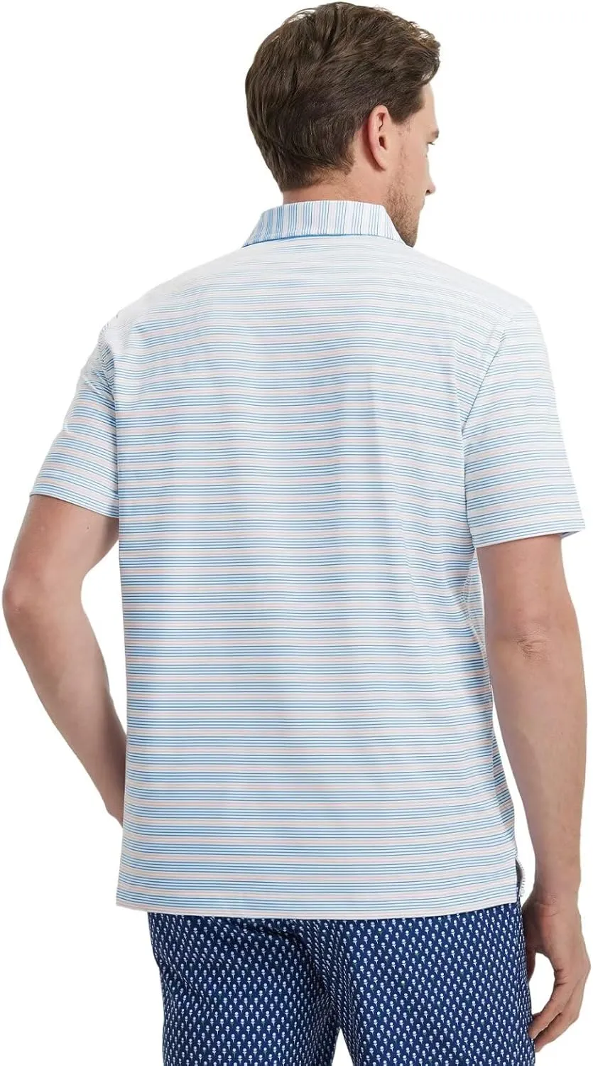 M MAELREG Mens Golf Shirts Dry Fit Moisture Wicking Performance Sports Short Sleeve Striped Collared Polo Shirts for Men