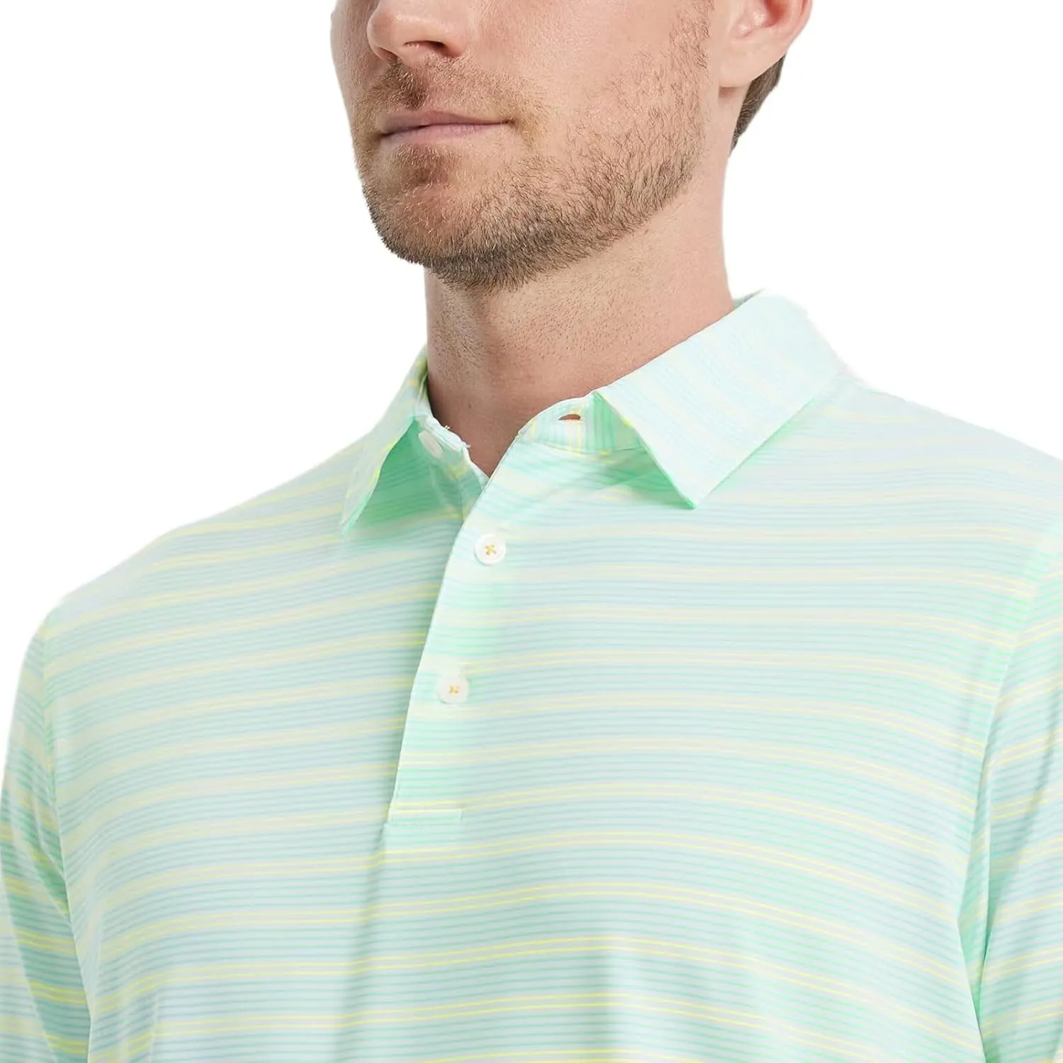 M MAELREG Mens Golf Shirts Dry Fit Moisture Wicking Performance Sports Short Sleeve Striped Collared Polo Shirts for Men