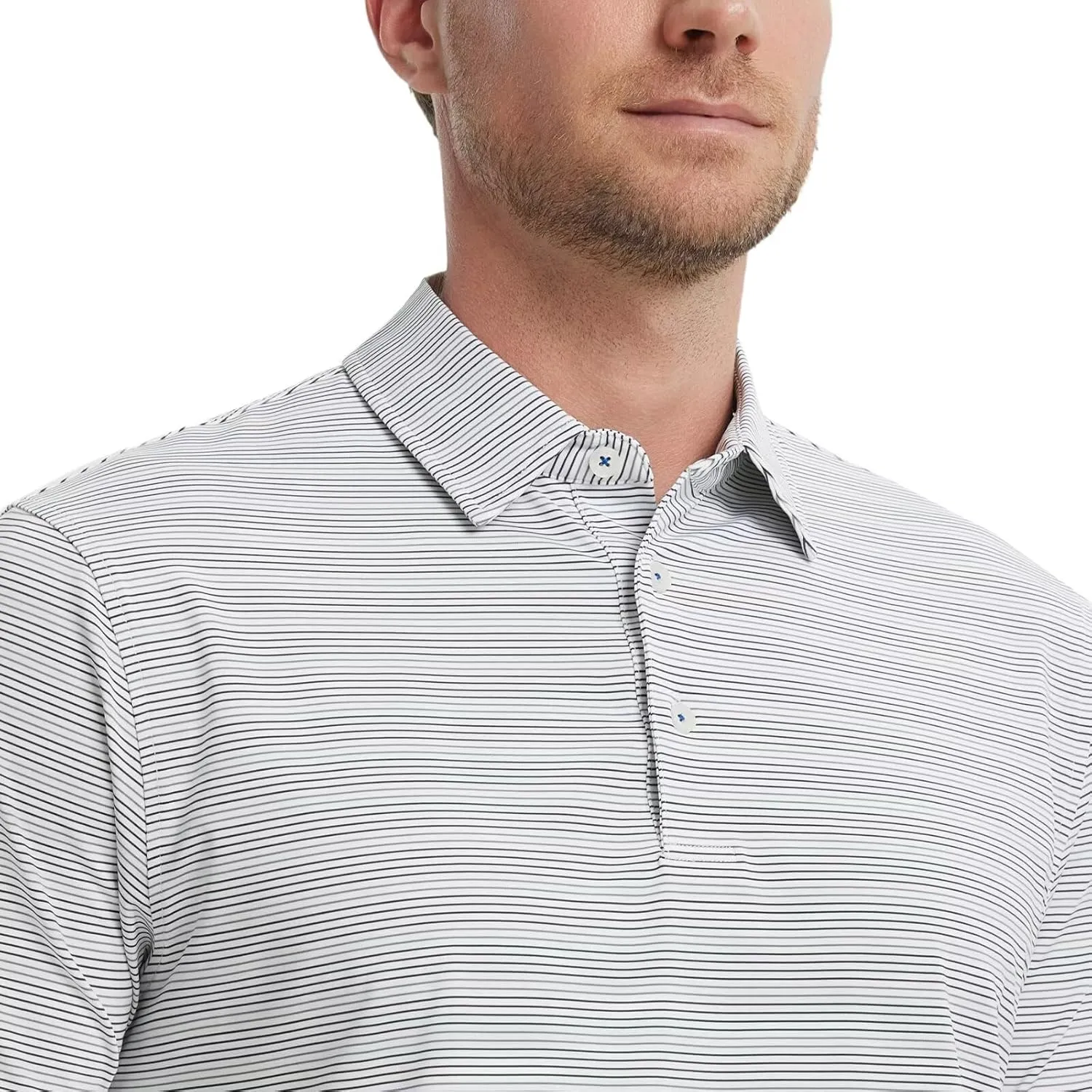 M MAELREG Mens Golf Shirts Dry Fit Moisture Wicking Performance Sports Short Sleeve Striped Collared Polo Shirts for Men