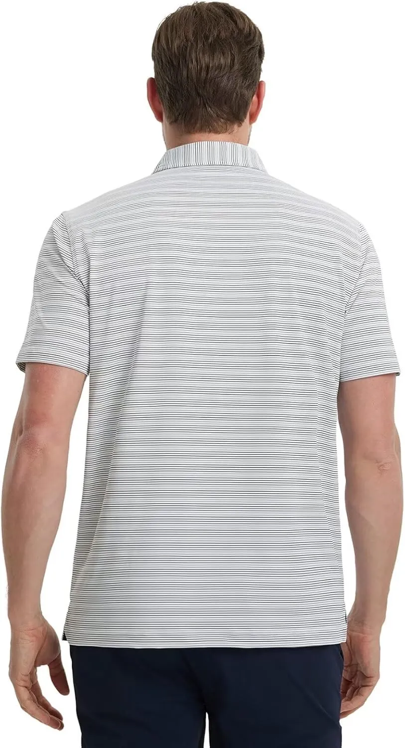 M MAELREG Mens Golf Shirts Dry Fit Moisture Wicking Performance Sports Short Sleeve Striped Collared Polo Shirts for Men