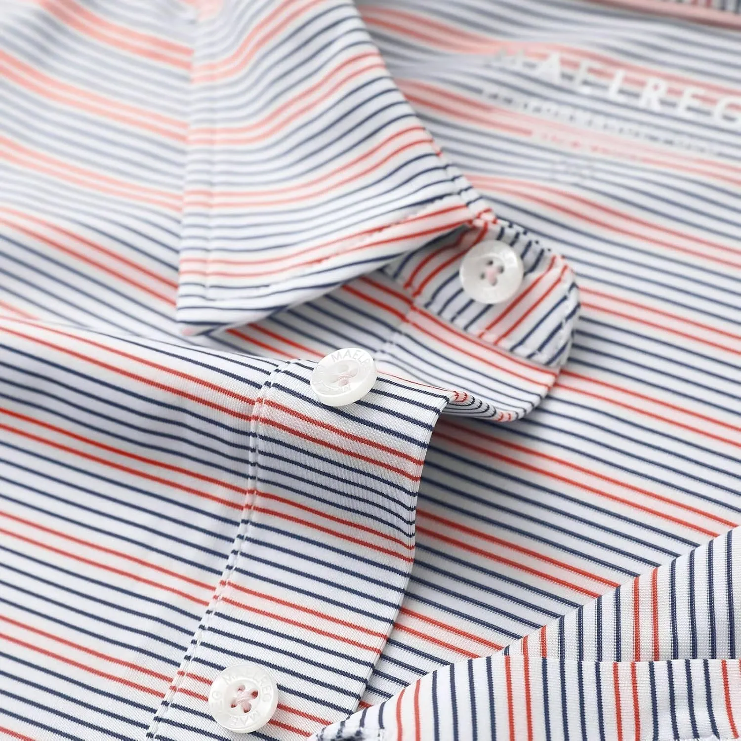 M MAELREG Mens Golf Shirts Dry Fit Moisture Wicking Performance Sports Short Sleeve Striped Collared Polo Shirts for Men