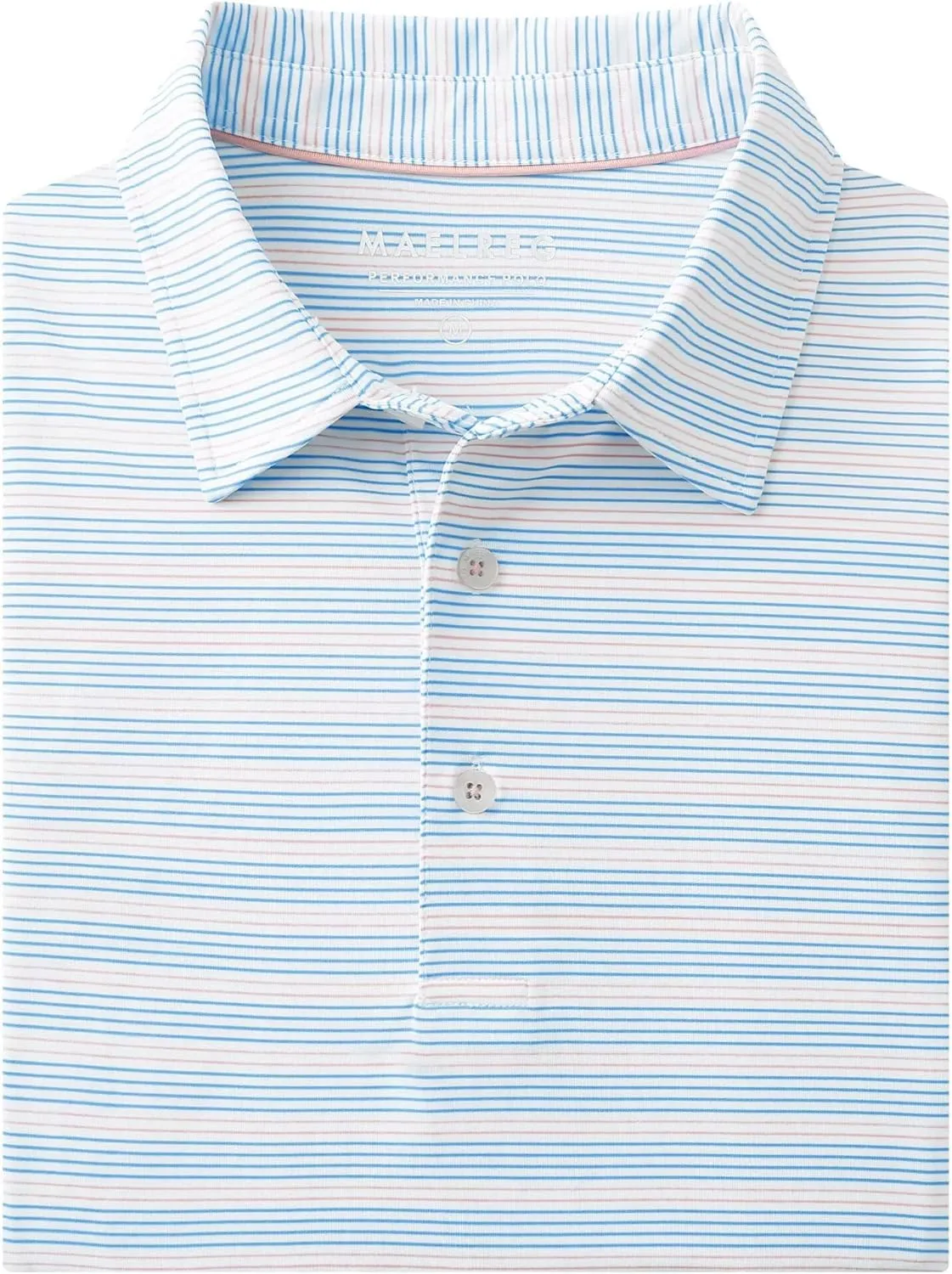 M MAELREG Mens Golf Shirts Dry Fit Moisture Wicking Performance Sports Short Sleeve Striped Collared Polo Shirts for Men