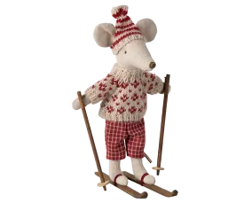 Maileg Red Winter Mouse with Ski Set – Mum