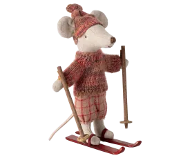 Maileg Rose Winter Mouse with Ski Set – Big Sister