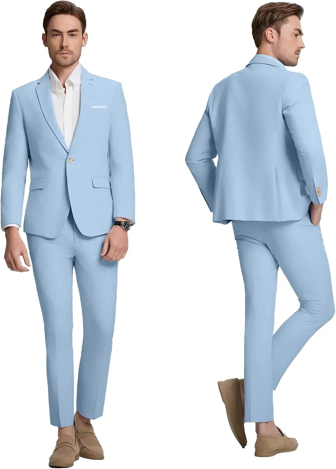 Men Suit Set 2 Piece Slim Fit Single Button Solid Dress Casual Blazer Business Wedding Party Prom Tuxedo Jacket and Pants