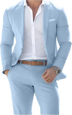 Men Suit Set 2 Piece Slim Fit Single Button Solid Dress Casual Blazer Business Wedding Party Prom Tuxedo Jacket and Pants