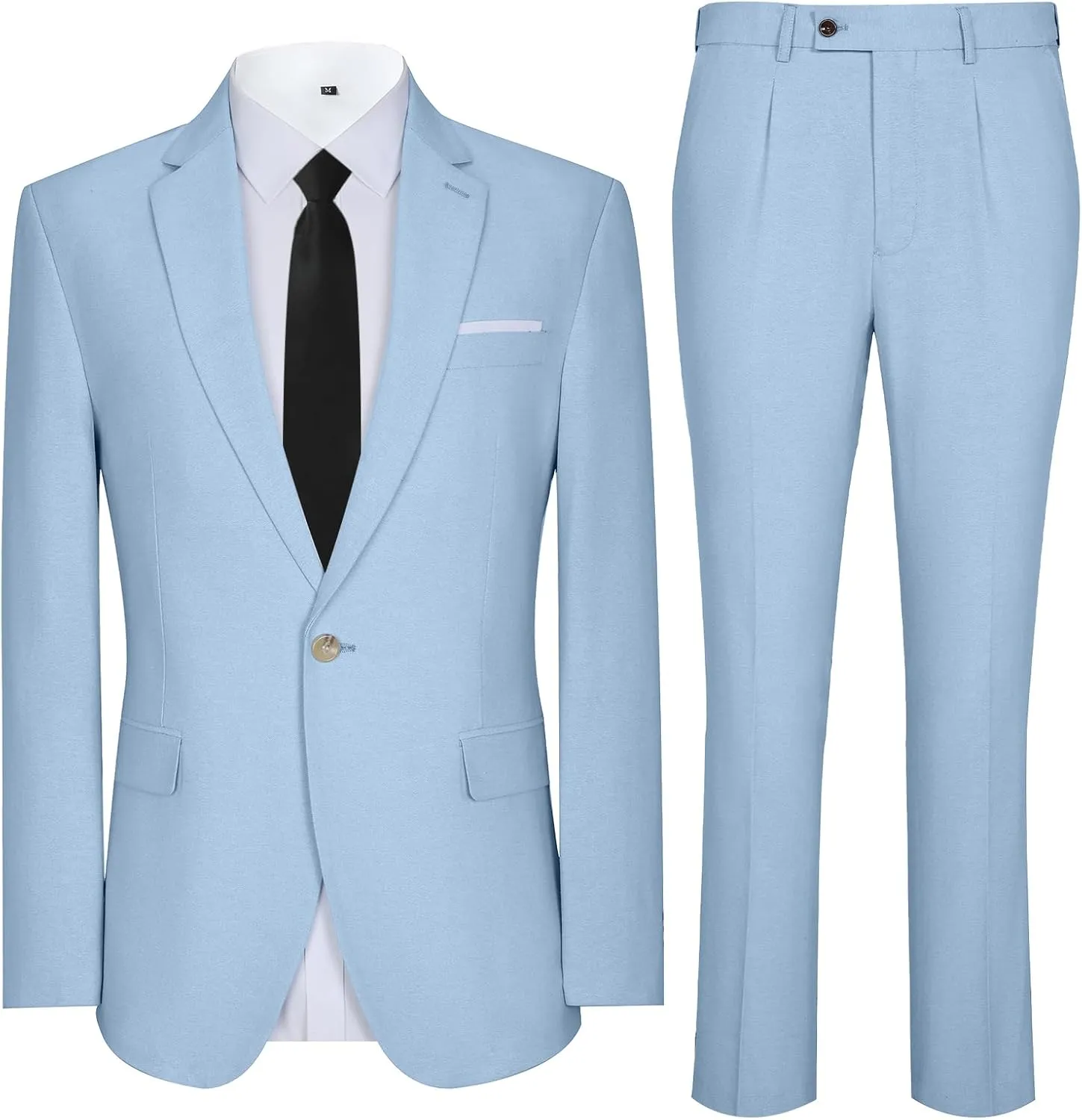 Men Suit Set 2 Piece Slim Fit Single Button Solid Dress Casual Blazer Business Wedding Party Prom Tuxedo Jacket and Pants