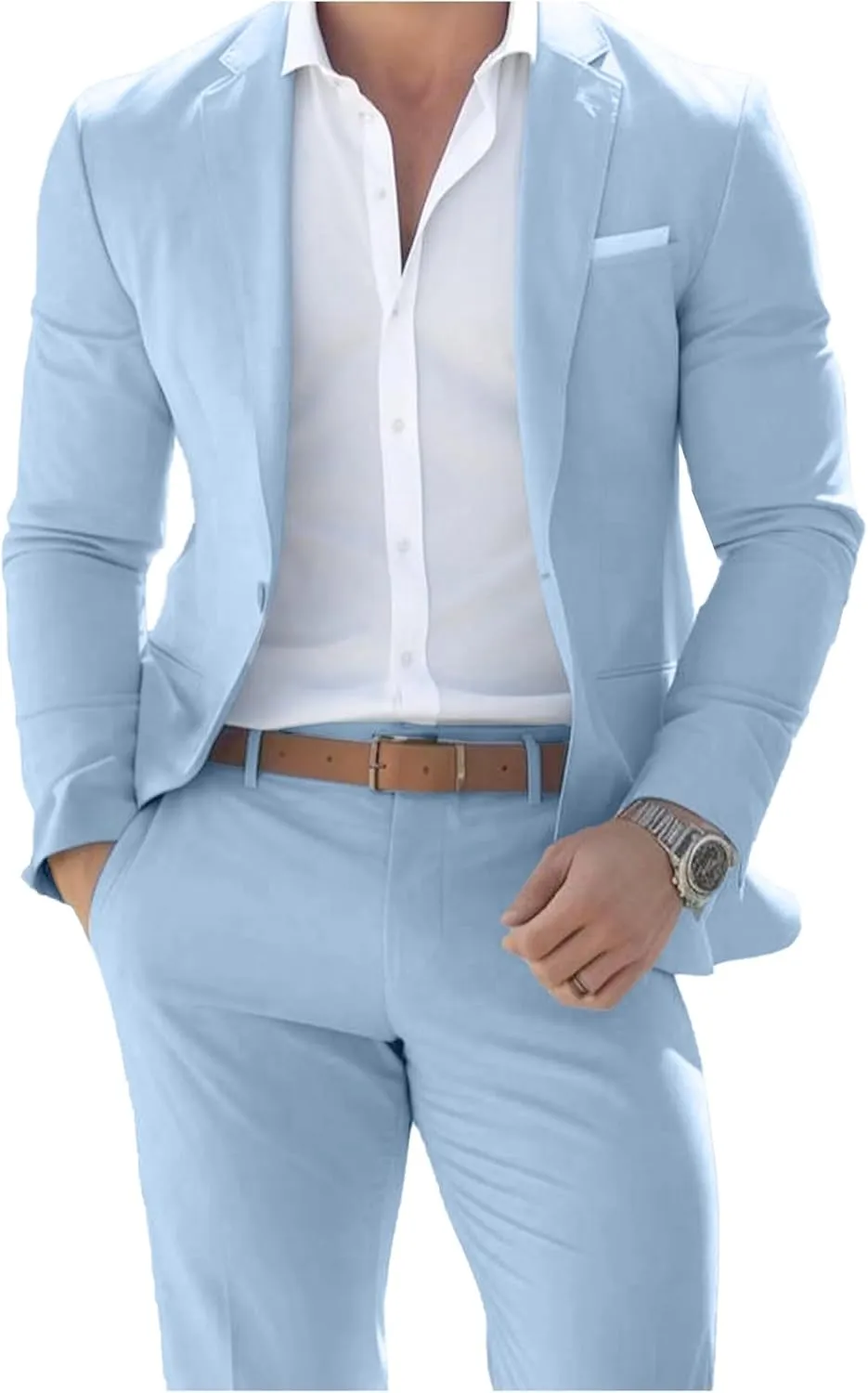 Men Suit Set 2 Piece Slim Fit Single Button Solid Dress Casual Blazer Business Wedding Party Prom Tuxedo Jacket and Pants