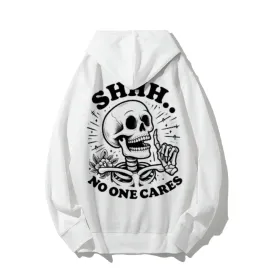 Mens NO ONE CARES Skull Graphic Hoodies
