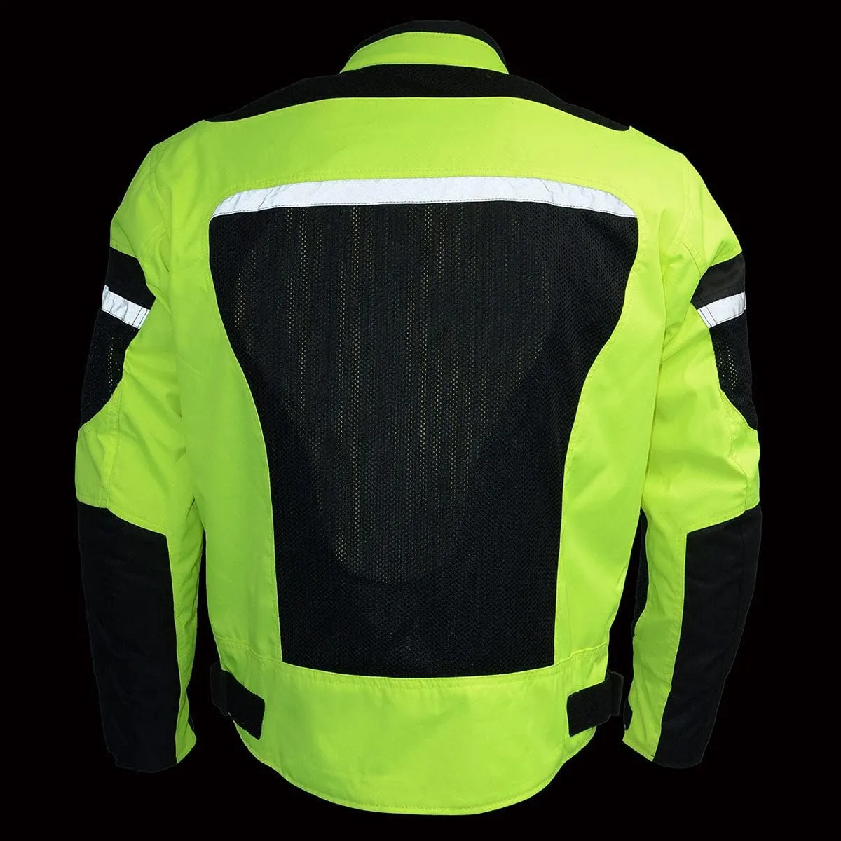 Milwaukee Leather MPM1794 Black Armored Mesh Racer Jacket with Reflective Piping for Men - All Season Jacket